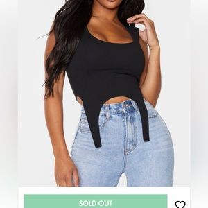 Shape Black Crepe Curved Hem Corset Crop Top